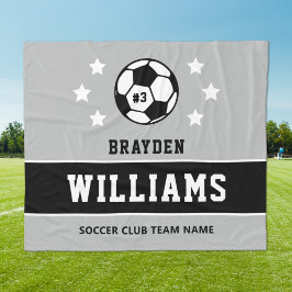 Personalisierter Name des Schwarz-weißen Fußballsp Fleecedecke