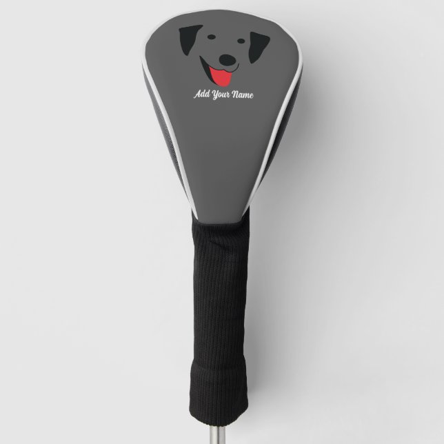 Personalisierter Name des schwarzen Labors Golf Headcover (Vorderseite)