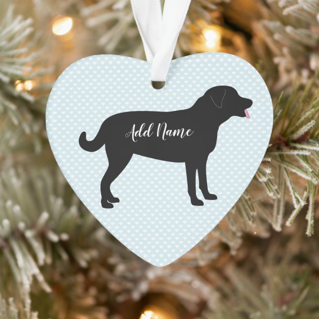 Personalisierter Name des schwarzen Labors Ornament (Baum)