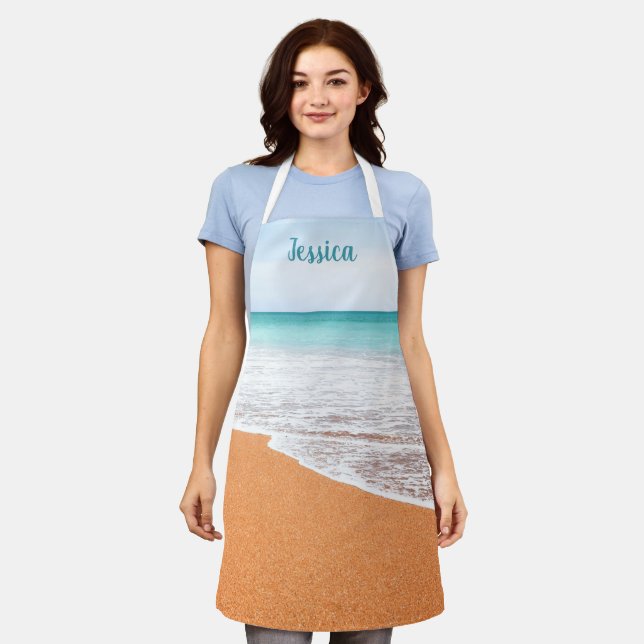 Personalisierter Name des Strandes und des Meeres Schürze (Getragen)
