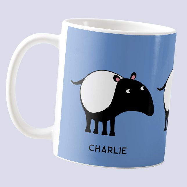 Personalisierter Name des Tapir Kaffeetasse (Fun personalized custom name or text Malaysian Tapir mug, fun, quirky and whimsical)