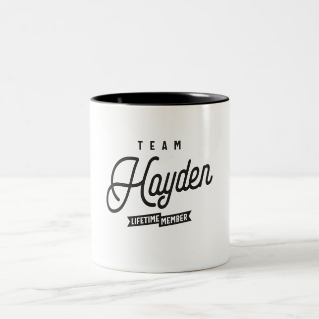 Personalisierter Name des Teams Hayden Lifetime Zweifarbige Tasse (Mittel)