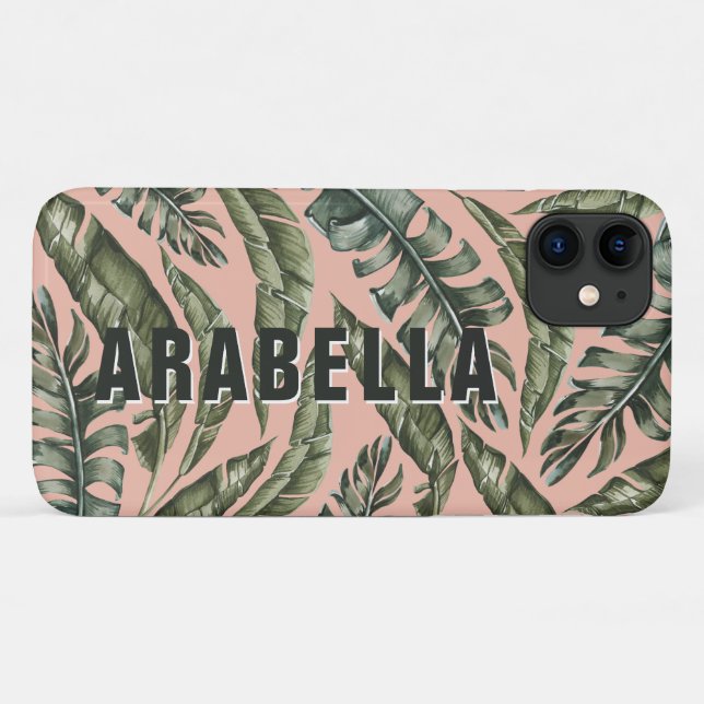 Personalisierter Name des tropischen Blatts und An Case-Mate iPhone Hülle (Rückseite (Horizontal))