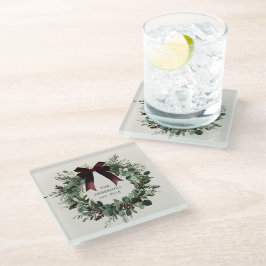 Personalisierter Name des Weihnachtskranzes Glasuntersetzer