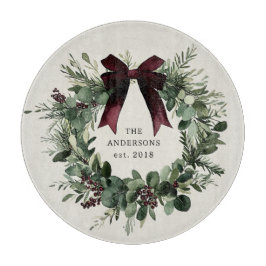 Personalisierter Name des Weihnachtskranzes Schneidebrett