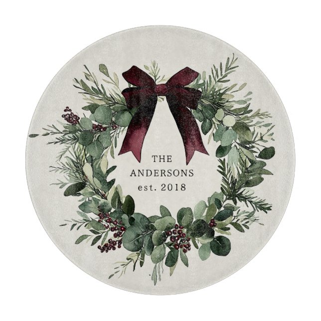 Personalisierter Name des Weihnachtskranzes Schneidebrett (Vorderseite)