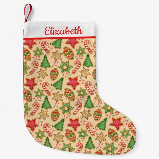 Personalisierter Name des Weihnachtswassermusters Kleiner Weihnachtsstrumpf (Vorderseite)