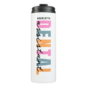 Personalisierter Name des Zahnarztes Modernes Skri Thermosbecher