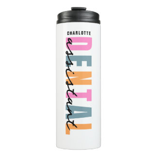 Personalisierter Name des Zahnarztes Modernes Skri Thermosbecher