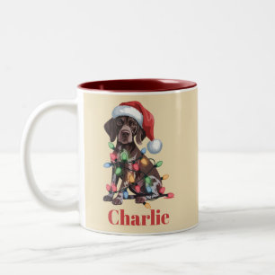 Personalisierter Name Deutsch Drahthaarpointer Wei Zweifarbige Tasse