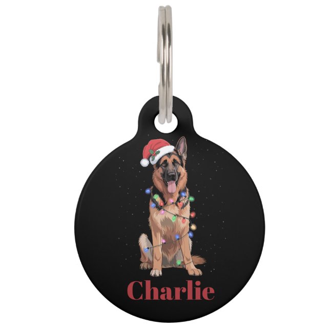 Personalisierter Name Deutscher Schäferhund Weihna Haustiermarke (Vorderseite)
