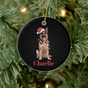 Personalisierter Name Deutscher Schäferhund Weihna Keramik Ornament