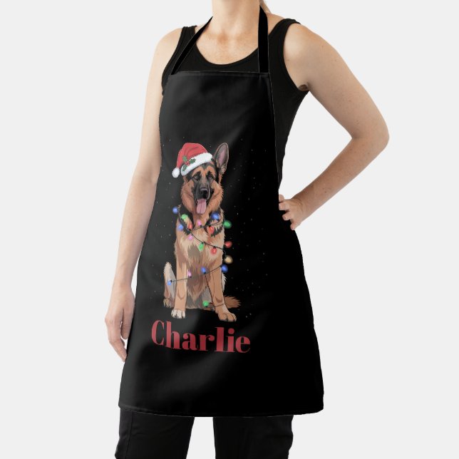 Personalisierter Name Deutscher Schäferhund Weihna Schürze (InSitu)