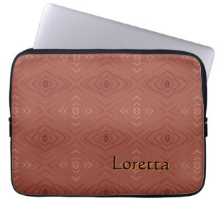 Personalisierter Name dezentes Diamantmuster Braun Laptopschutzhülle