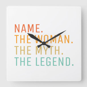Personalisierter Name Die Frau Der Mythos Die Lege Quadratische Wanduhr