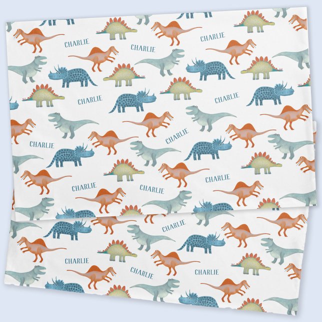 Personalisierter Name Dinosaurier Kissenbezug (Fun and unique personalized child's name dinosaur pillow case for a kid's room)