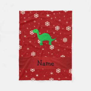 Personalisierter Name Dinosaurier Rote Schneeflock Fleecedecke