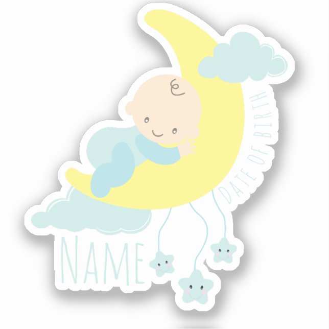 Personalisierter Name/DOB-Aufkleber für Neugeboren Aufkleber (Vorderseite)