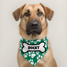 Personalisierter Name Dog Bone Paw druckt Grün