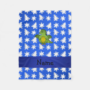 Personalisierter Name Dragon Blue Schneeflocken Fleecedecke