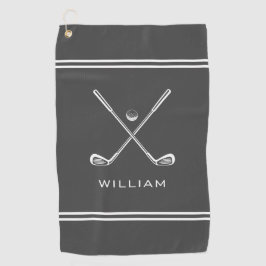 Personalisierter Name Dunkelgraue Streifen Stilvol Golfhandtuch