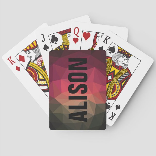 Personalisierter Name dunkle ombre geometrisches D Spielkarten (Rückseite)