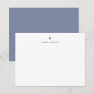 Personalisierter Name Dusty Blue Herz Mitteilungskarte