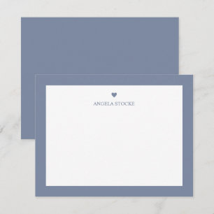 Personalisierter Name Dusty Blue Herz Mitteilungskarte