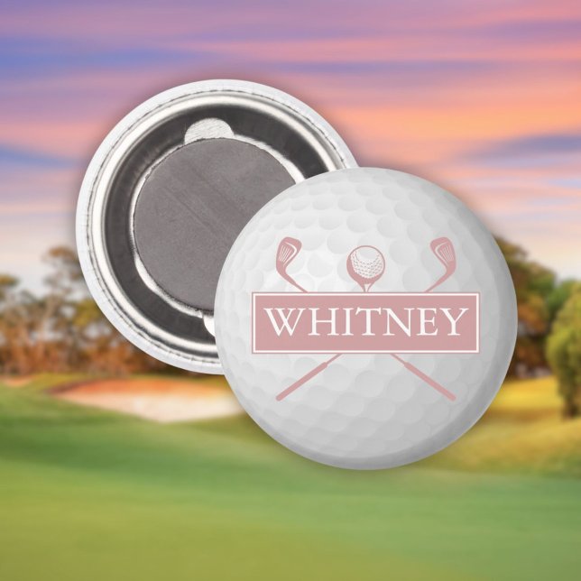 Personalisierter Name Dusty Rose Pink Golf Ball Magnet (Personalized Name Dusty Rose Pink Golf Ball Magnet)