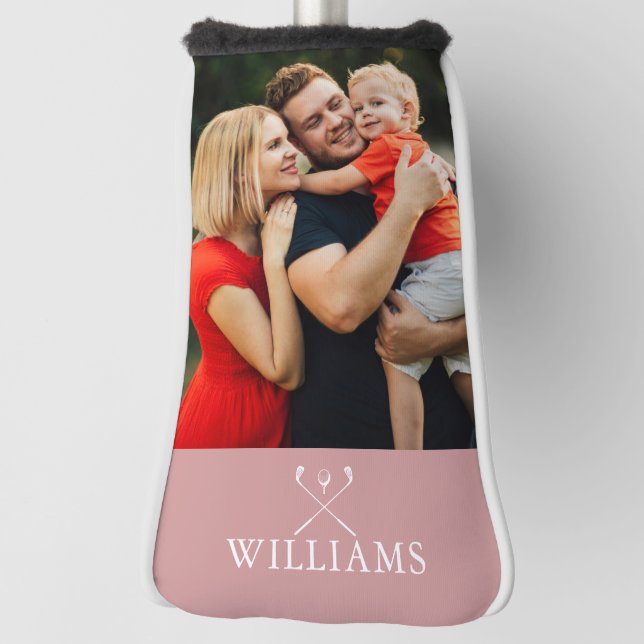 Personalisierter Name Dusty Rose Rosa Foto Golf Headcover (Rotieren 90)