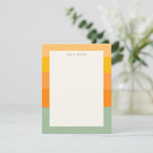 Personalisierter Name Earthy Mute Pastell Stripes Mitteilungskarte