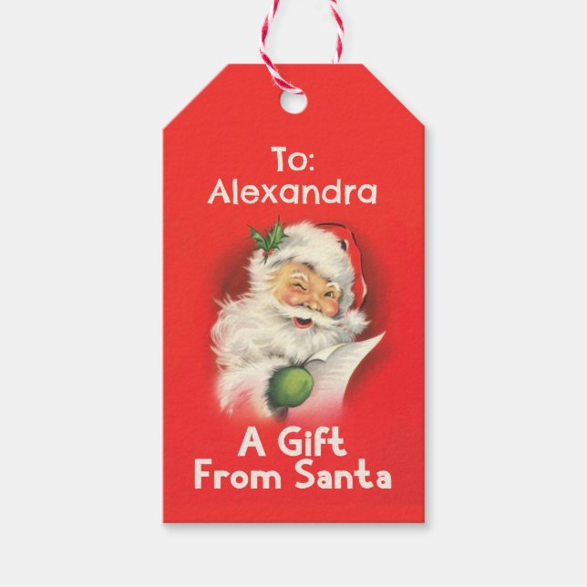 Personalisierter Name ein Geschenk vom Weihnachtsm Geschenkanhänger (Vorderseite)