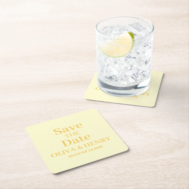 PERSONALISIERTER NAME EINFACH STYLISH SAVE THE DAT RECHTECKIGER PAPPUNTERSETZER (Vor Ort)