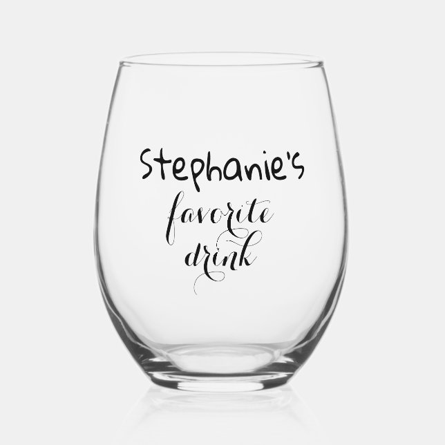 Personalisierter Name Einfache Lieblings-Drink-Chi Weinglas Ohne Stiel (Vorderseite)