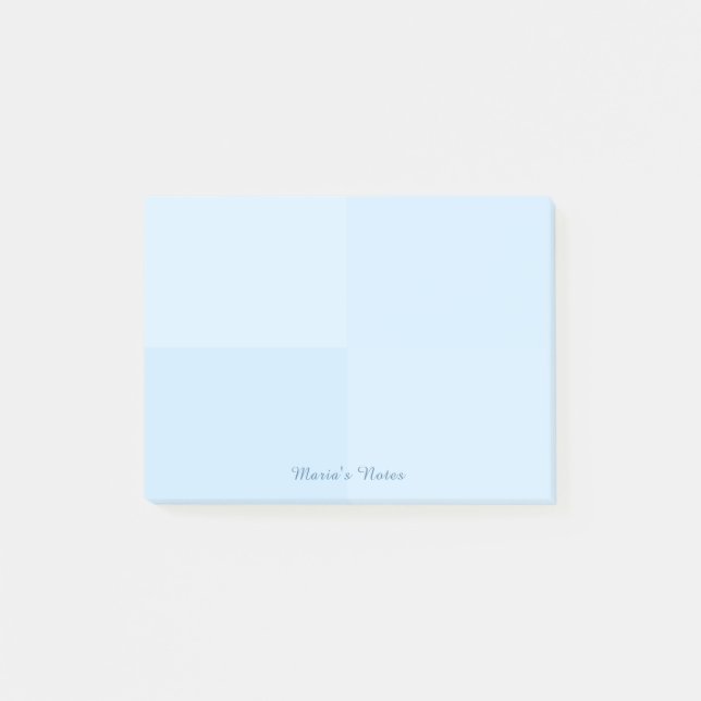 Personalisierter Name Einfache moderne blaue Quadr Post-it Klebezettel (Vorderseite)