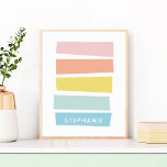 Personalisierter Name Einfache moderne Pastagerich Poster<br><div class="desc">Personalisierte,  moderne Pastellform und Streifen</div>