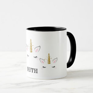 Personalisierter Name Einhorn Glitter-Design – Ind Tasse