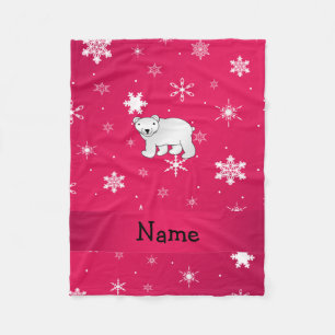 Personalisierter Name Eisbär Rosa Schneeflocken Fleecedecke