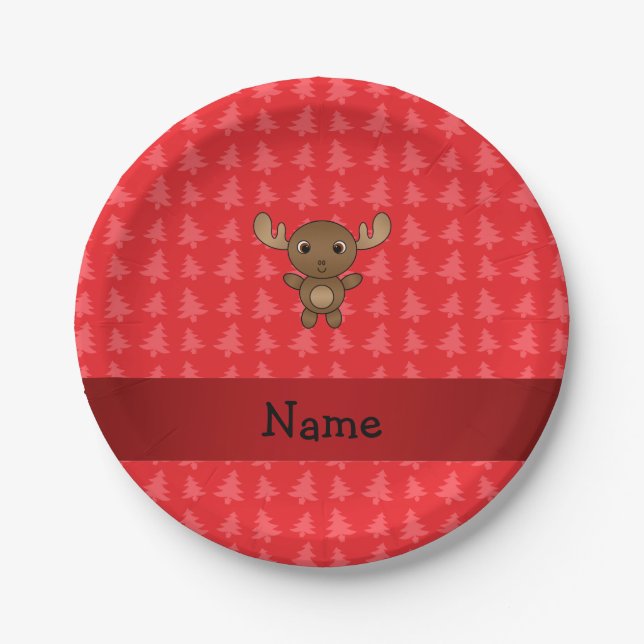 Personalisierter Name Elche Pappteller (Vorderseite)