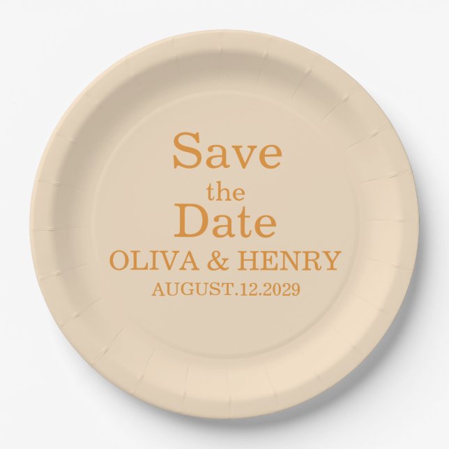 PERSONALISIERTER NAME ELEGANT SAVE THE DATE PAPPTELLER (Vorderseite)