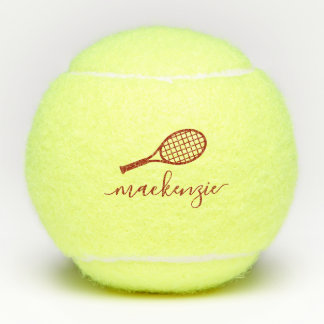 Personalisierter Name Elegant Script Burgundy Tennisbälle