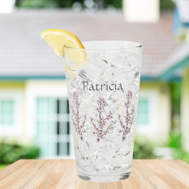 Personalisierter Name Elegante Kirschblüten Rosa Glas (Von Creator hochgeladen)