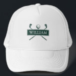 Personalisierter Name Emerald Green Golf Ball und  Truckerkappe<br><div class="desc">Personalisieren Sie den Namen,  um ein großartiges Golfgeschenk zu schaffen und zu behalten. Entwickelt von Thisisnotme©</div>