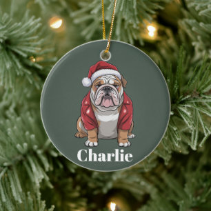 Personalisierter Name English Bulldog Hund Weihnac Keramik Ornament