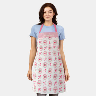 Personalisierter Name Erdbeere Coquette Schleife R Schürze
