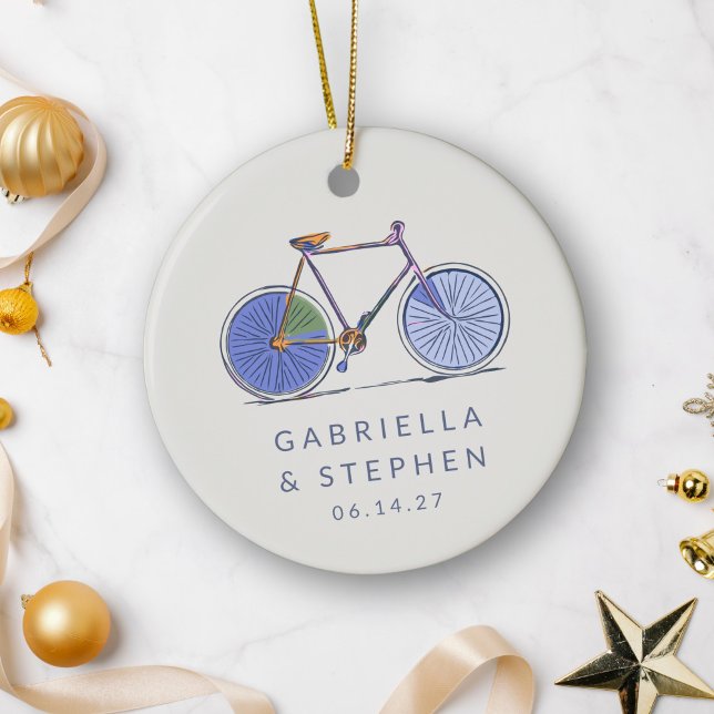 Personalisierter Name Fahrrad Verheiratet Weihnach Keramik Ornament (Von Creator hochgeladen)