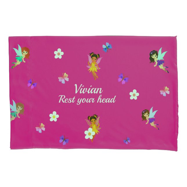 Personalisierter Name Fairies Pillowcase Kissenbezug (Vorderseite)