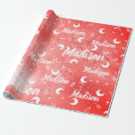 Personalisierter Name Fairy Red Christmas Moon Gir Geschenkpapier<br><div class="desc">Personalisiert Name Fairy Red Christmas Moon Girl mit Glitzer,  whimsical Mond,  Sternen,  botanischen Blätter. Eine feminine und niedliche Art Ihre Tochter zum Geburtstag,  16...  oder zu jeder femininen Veranstaltung zu beeindrucken.</div>