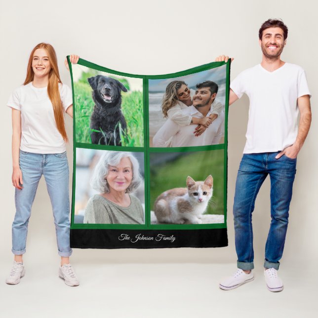 Personalisierter Name Familie Foto und Haustiere Fleecedecke (Beispiel)
