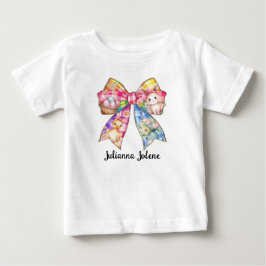 Personalisierter Name Farbenfrohe Osterkokette Bow Baby T-shirt